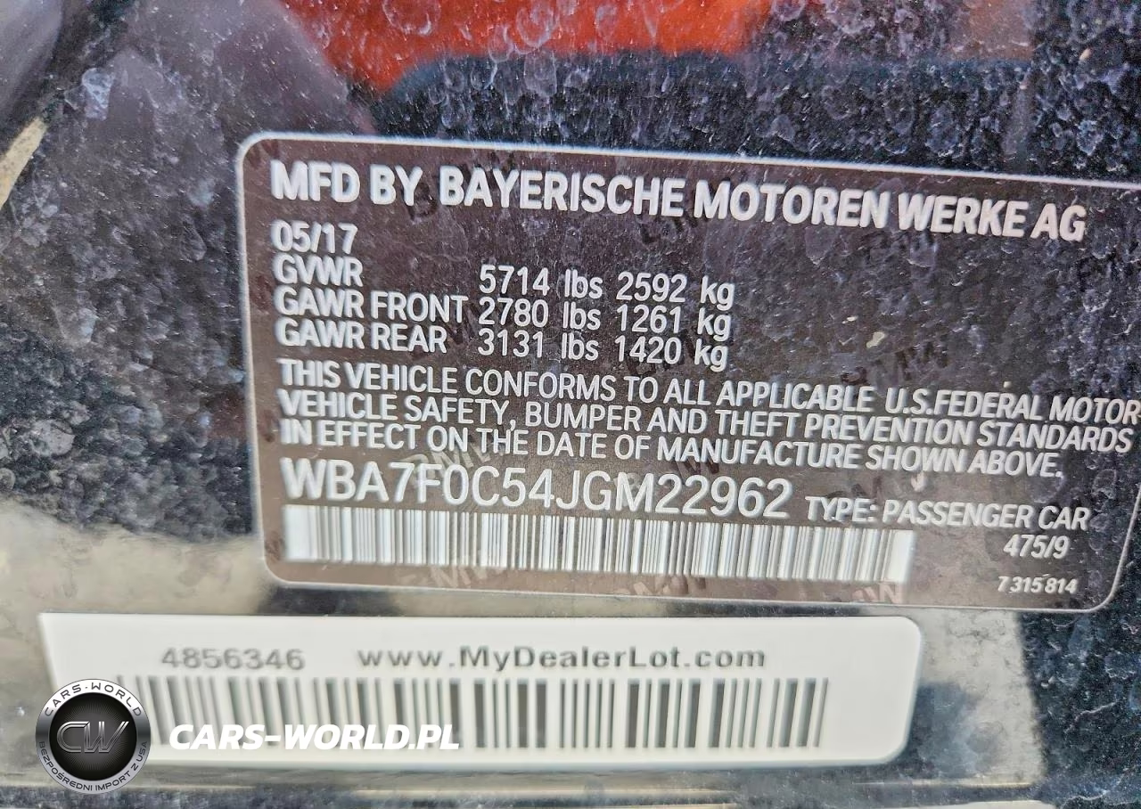 2018 BMW 750 I VIN:WBA7F0C54JGM22962 - 13
