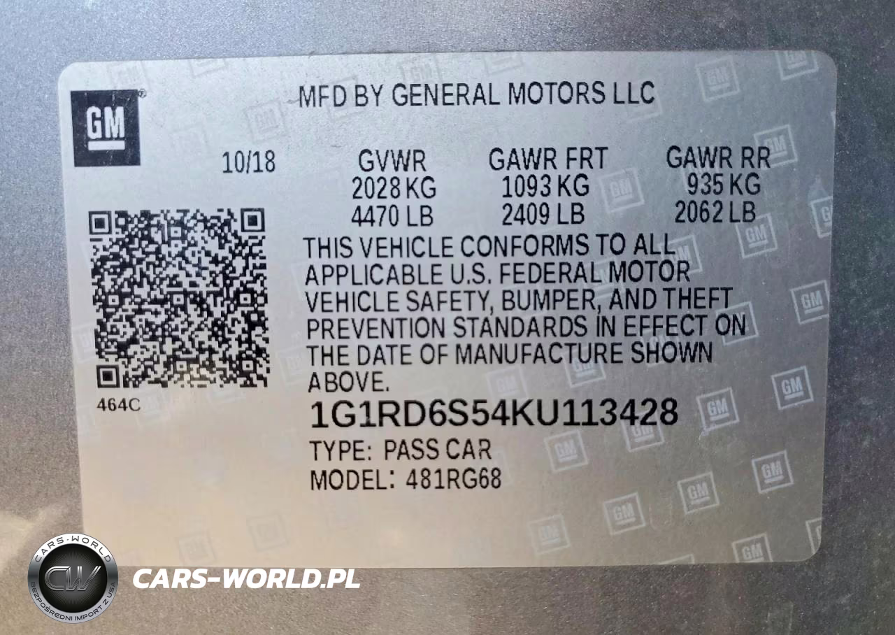 2019 Chevrolet Volt Premier VIN:1G1RD6S54KU113428 - 12