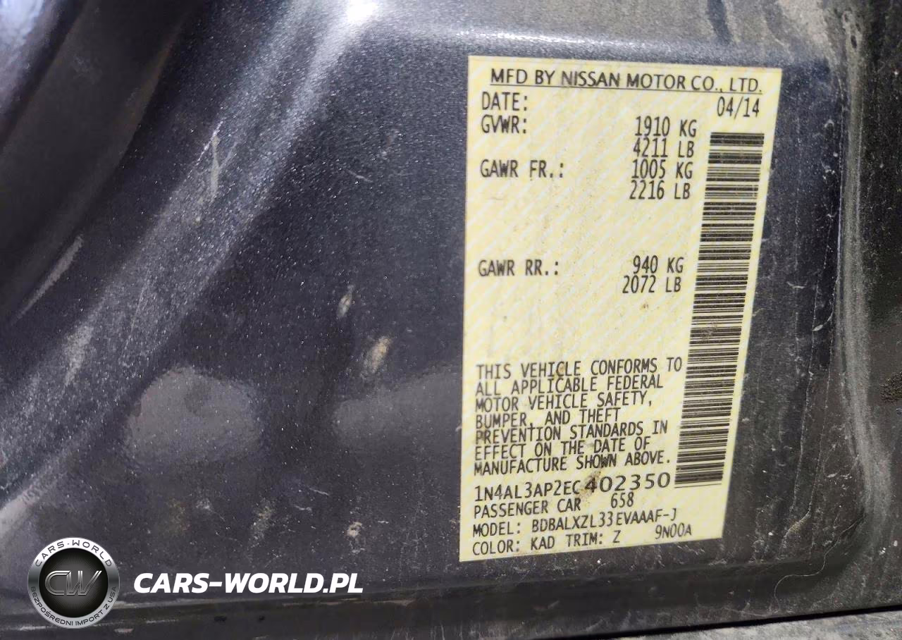 2014 Nissan Altima 2.5 Sl VIN:1N4AL3AP2EC402350 - 12