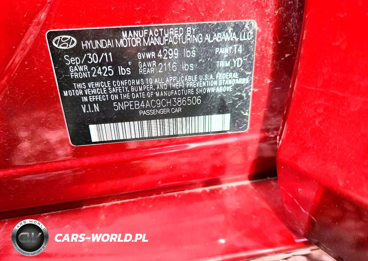 2012 Hyundai Sonata Gls VIN:5NPEB4AC9CH386506 - 12