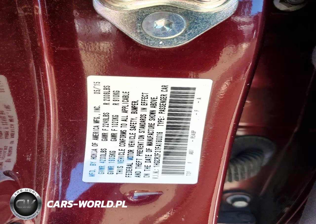 2015 Honda Accord Lx VIN:1HGCR2F37FA180016 - 12