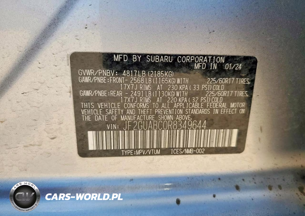 2024 Subaru Crosstrek VIN:JF2GUABC0R8349644 - 12