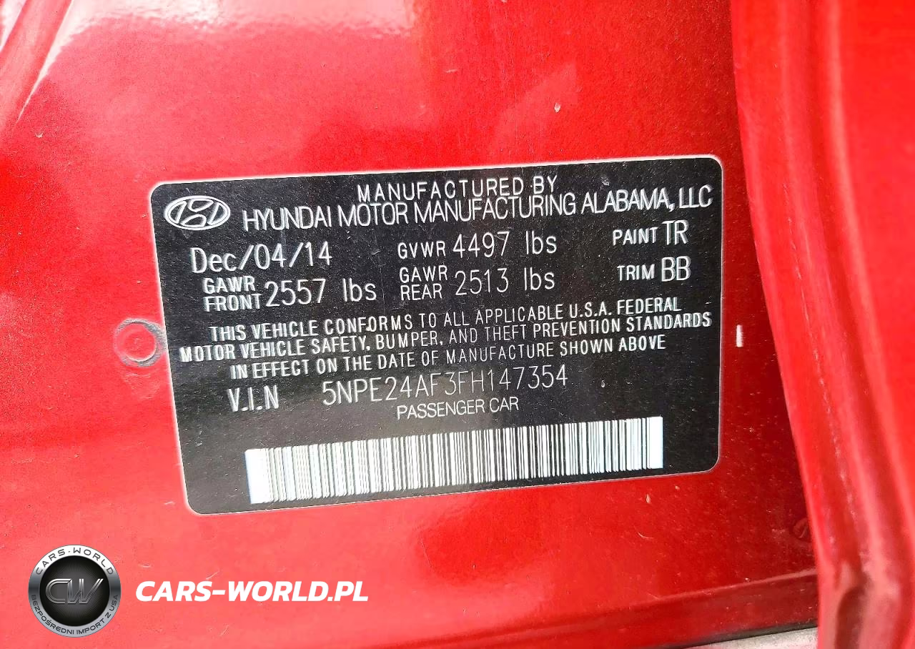 2015 Hyundai Sonata Se VIN:5NPE24AF3FH147354 - 12