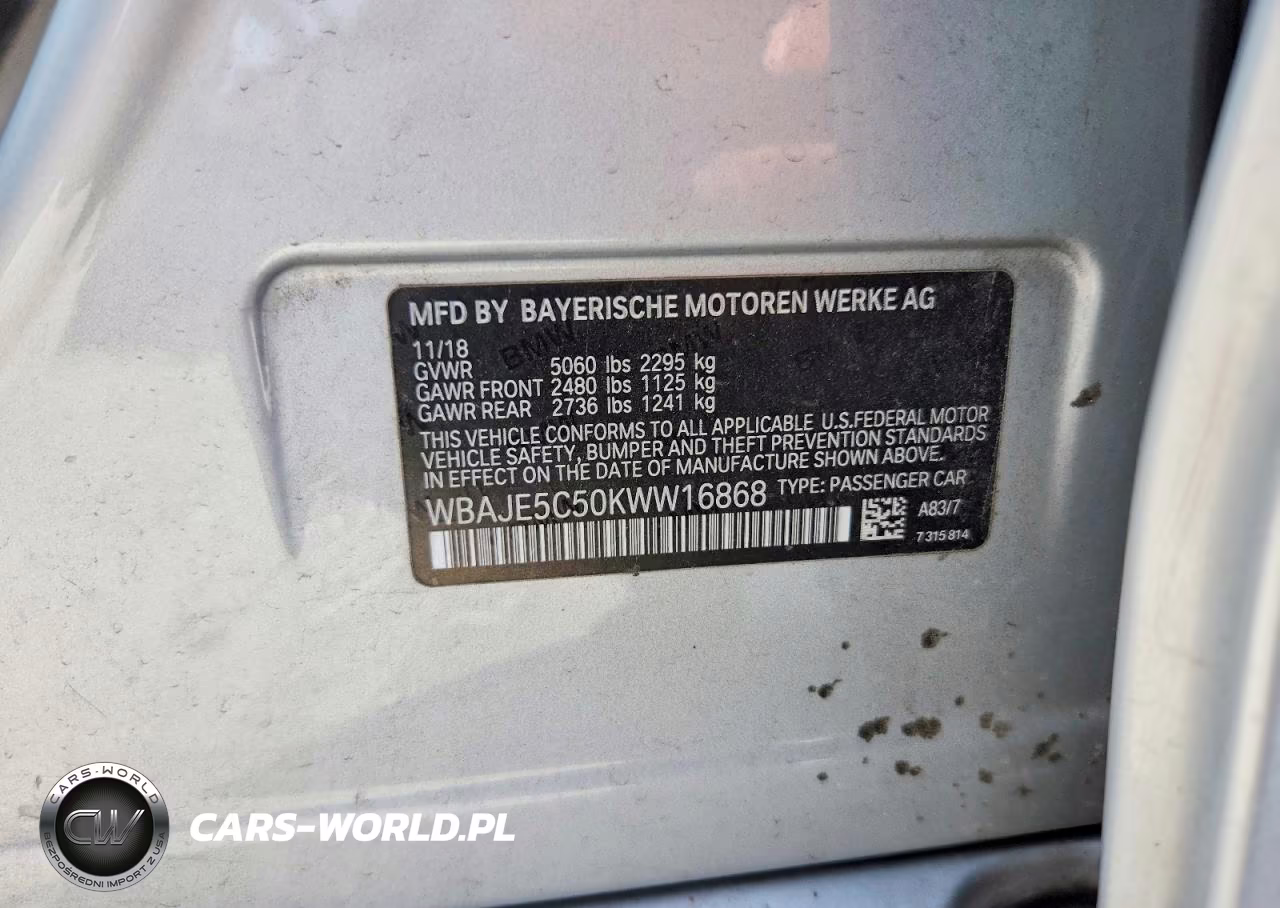 2019 BMW 540 I VIN:WBAJE5C50KWW16868 - 12