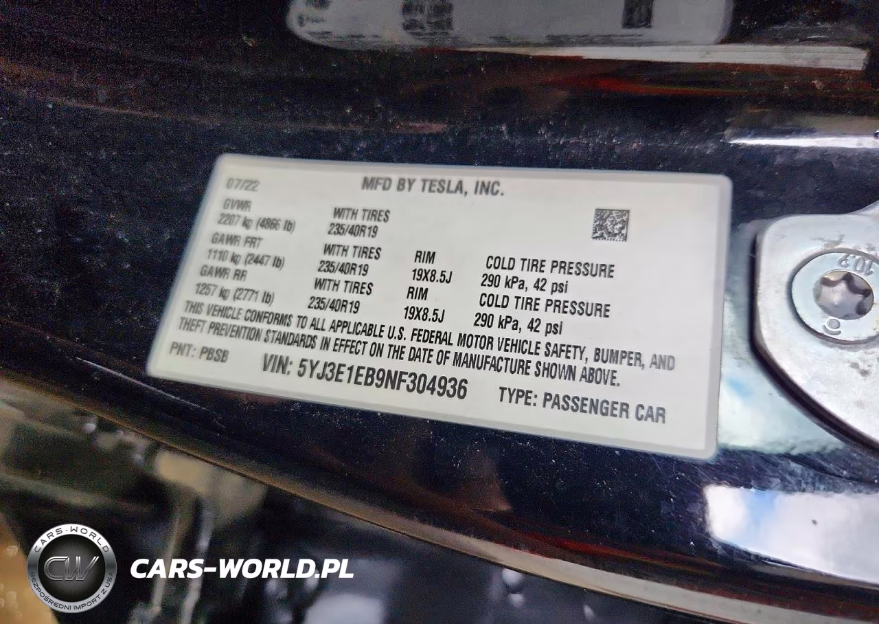 2022 Tesla Model 3 VIN:5YJ3E1EB9NF304936 - 12
