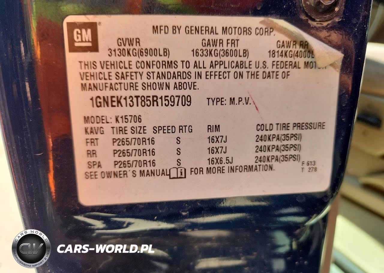 2005 Chevrolet Tahoe K1500 VIN:1GNEK13T85R159709 - 13