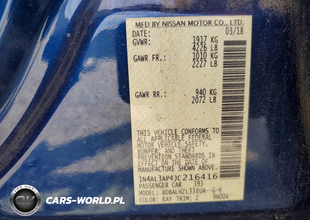 2018 Nissan Altima 2.5 Sr VIN:1N4AL3AP4JC216416 - 12