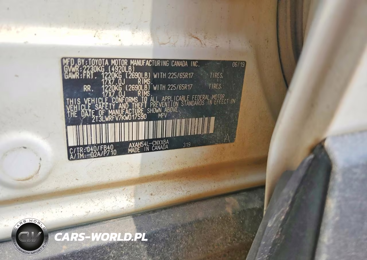 2019 Toyota Rav4 Le VIN:2T3LWRFV7KW017590 - 12