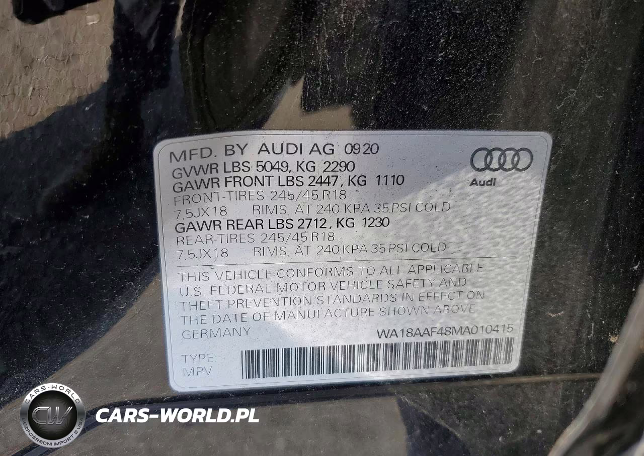 2021 Audi A4 Allroad Premium Plus VIN:WA18AAF48MA010415 - 12