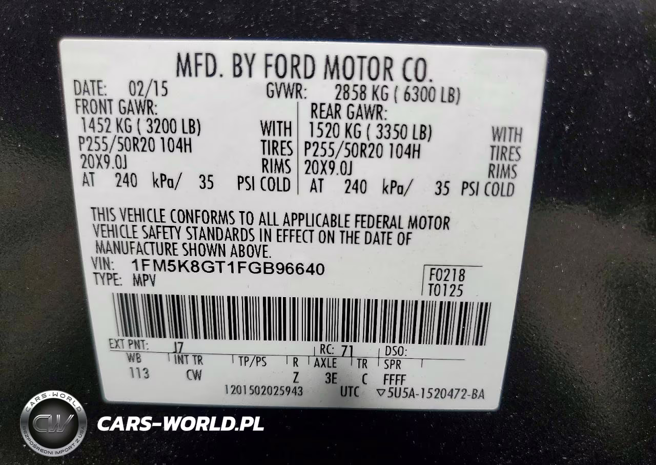2015 Ford Explorer Sport VIN:1FM5K8GT1FGB96640 - 13