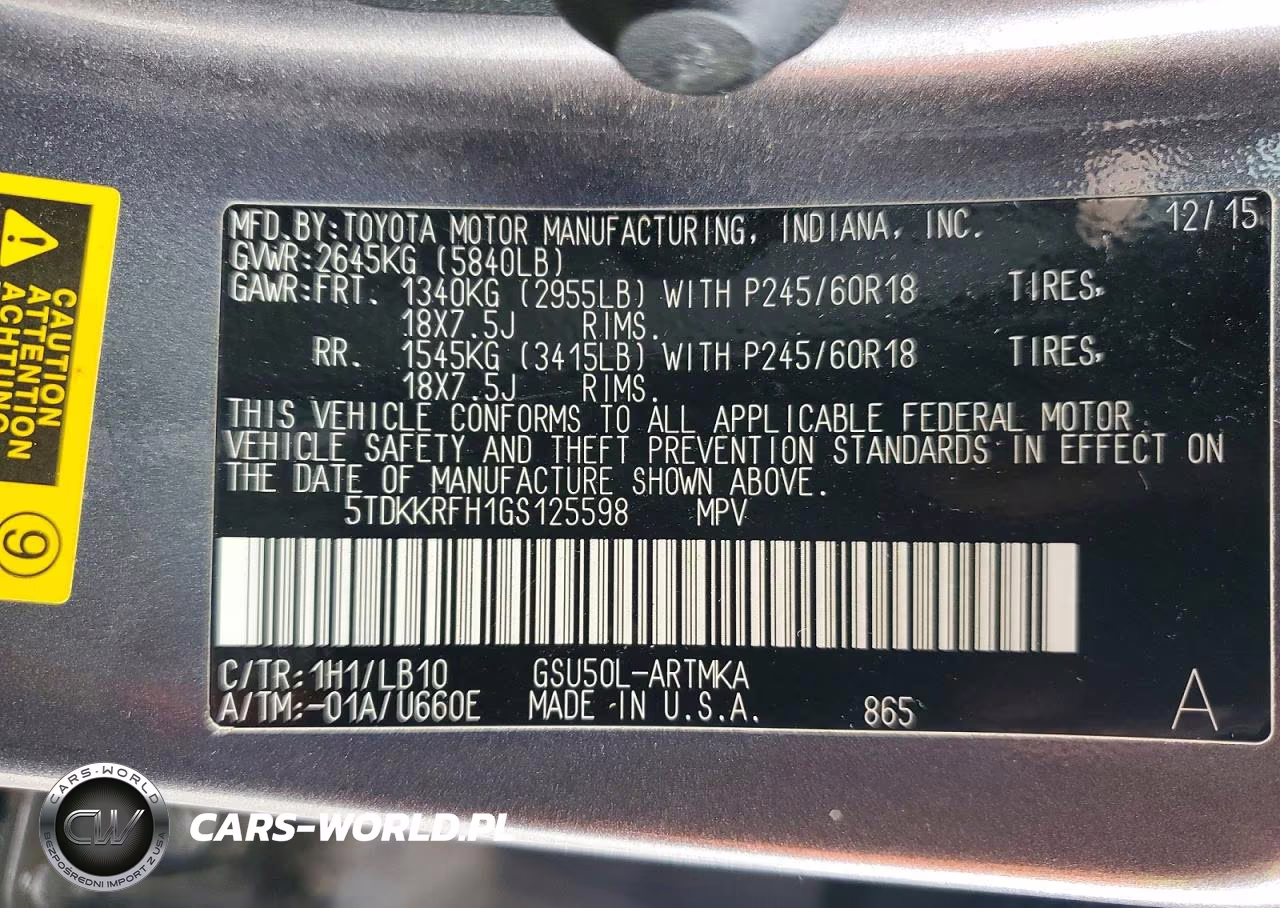 2016 Toyota Highlander Xle VIN:5TDKKRFH1GS125598 - 14