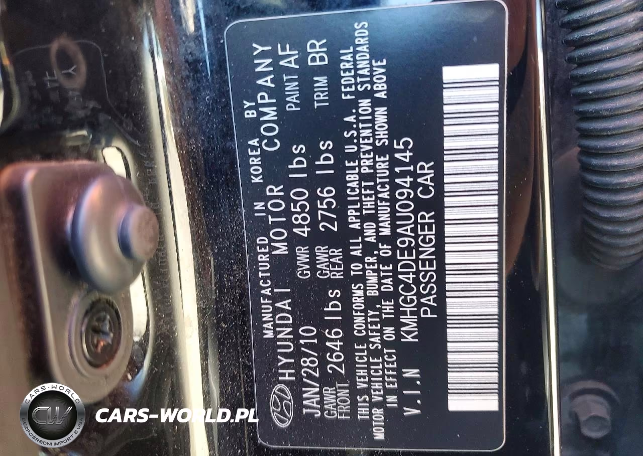 2010 Hyundai Genesis 3.8L VIN:KMHGC4DE9AU094145 - 12