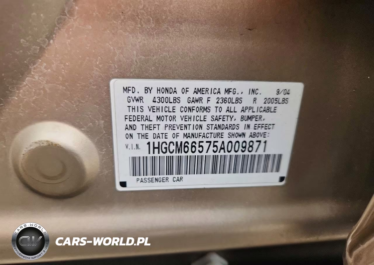 2005 Honda Accord VIN:1HGCM66575A009871 - 13