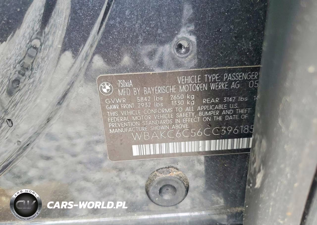2012 BMW 750 Xi VIN:WBAKC6C56CC396185 - 12