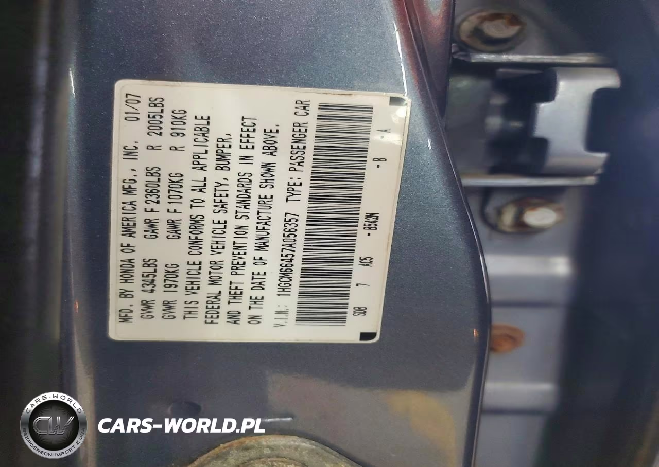 2007 Honda Accord Se VIN:1HGCM66457A056357 - 12