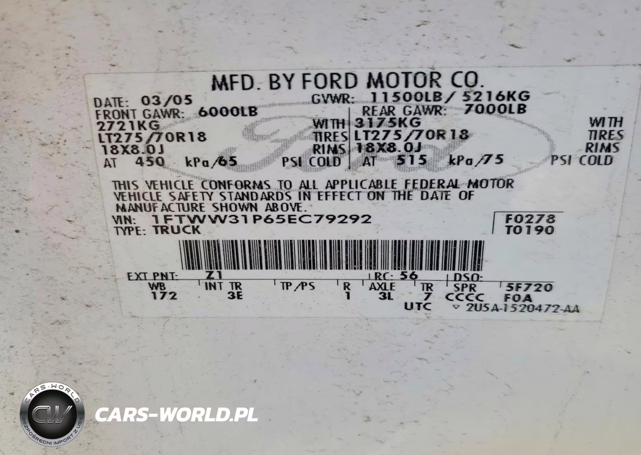 2005 Ford F350 Srw Super Duty VIN:1FTWW31P65EC79292 - 13