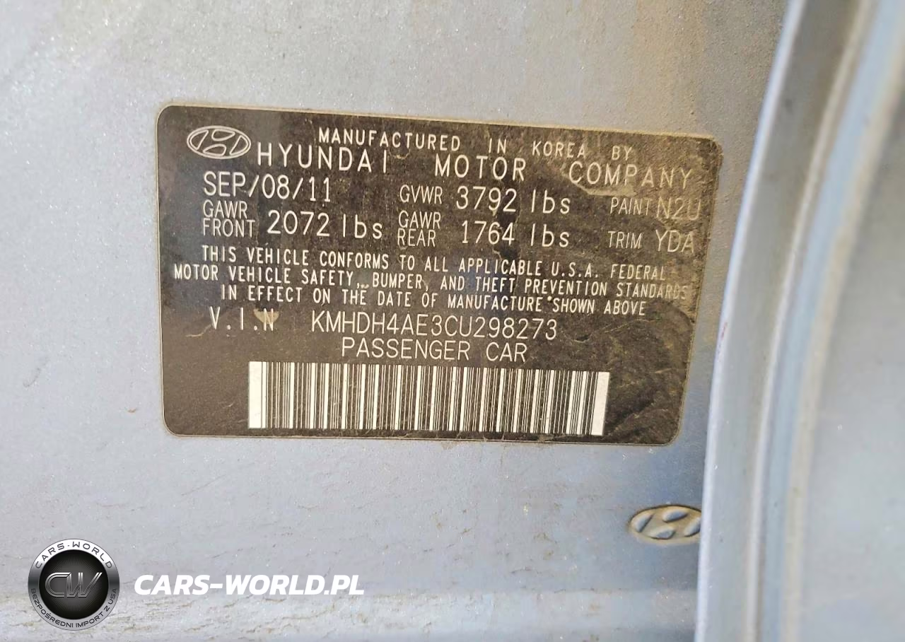 2012 Hyundai Elantra Limited VIN:KMHDH4AE3CU298273 - 12