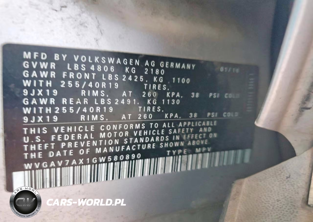 2016 Volkswagen Tiguan S VIN:WVGAV7AX1GW580890 - 13