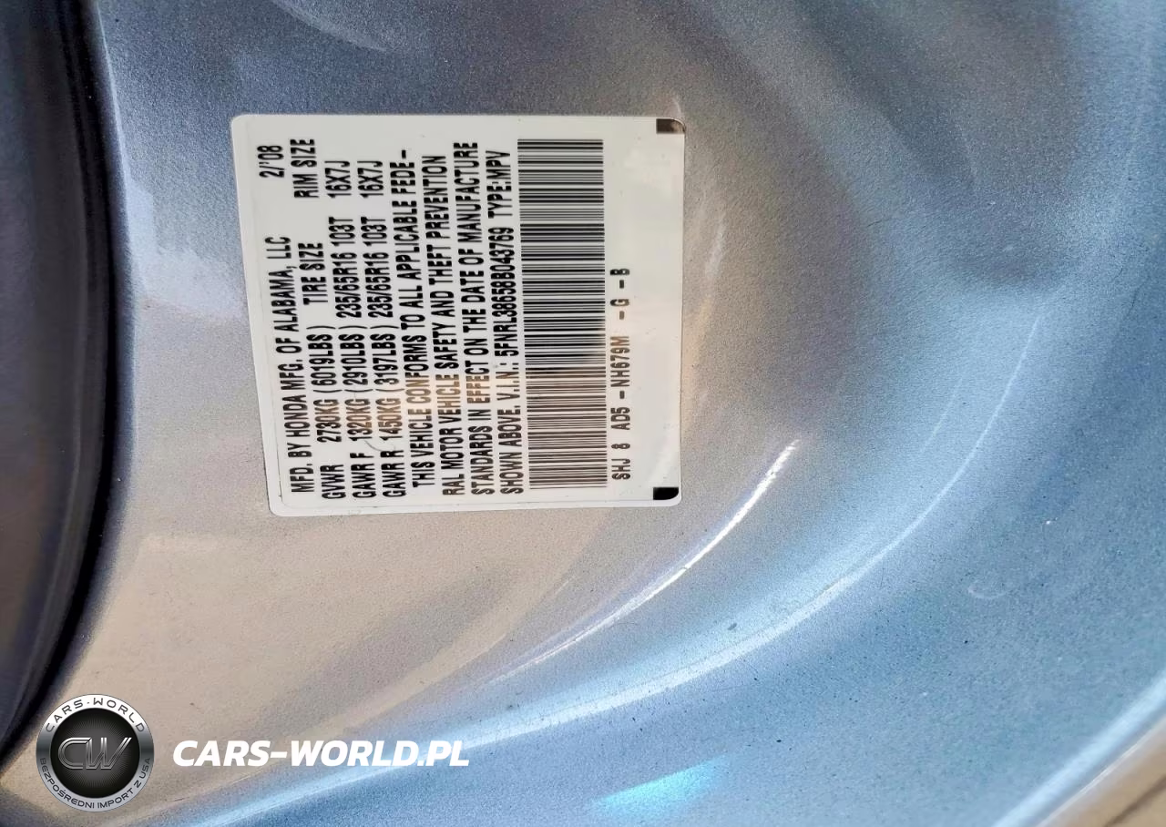 2008 Honda Odyssey Exl VIN:5FNRL38658B043769 - 13