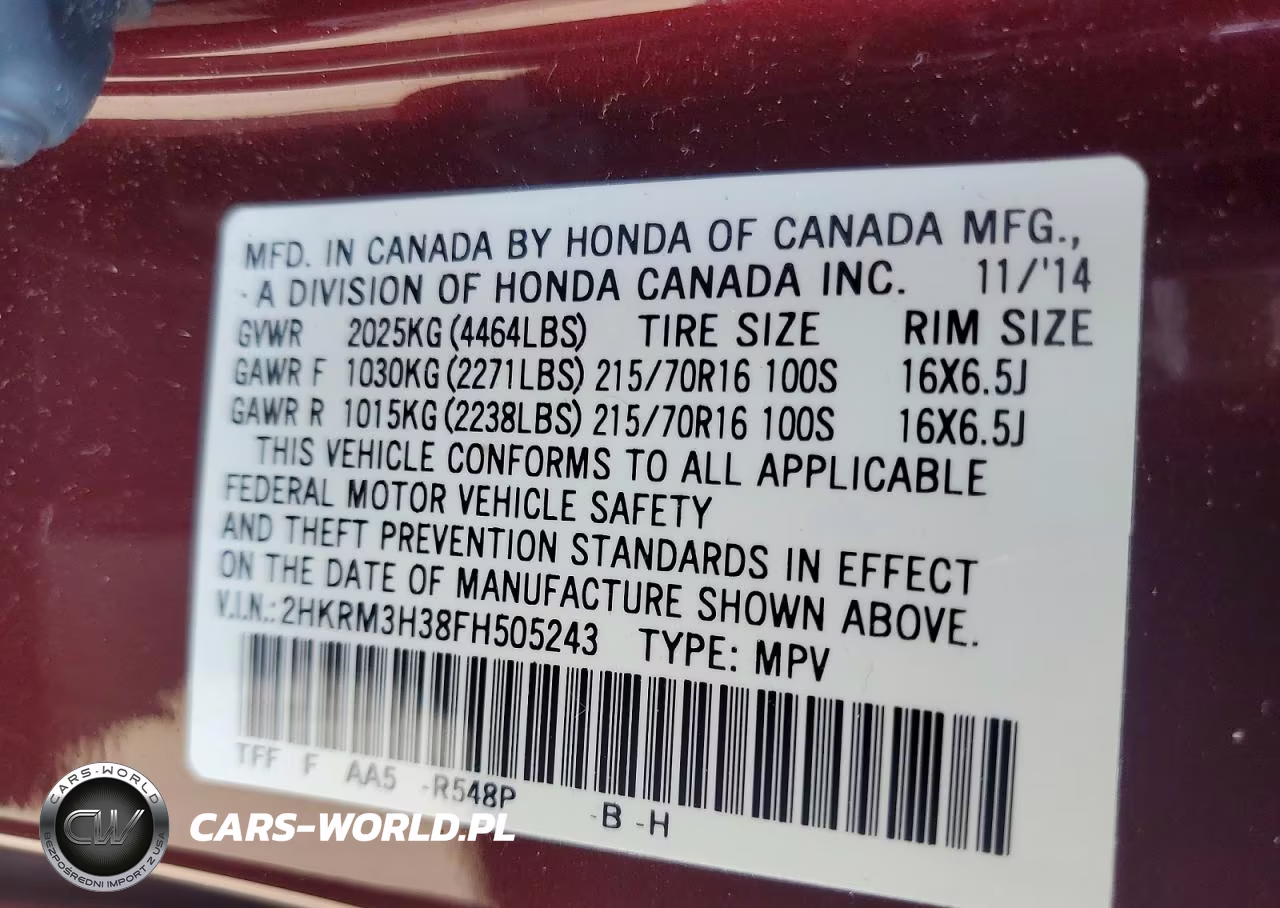 2015 Honda Cr-V Lx VIN:2HKRM3H38FH505243 - 13