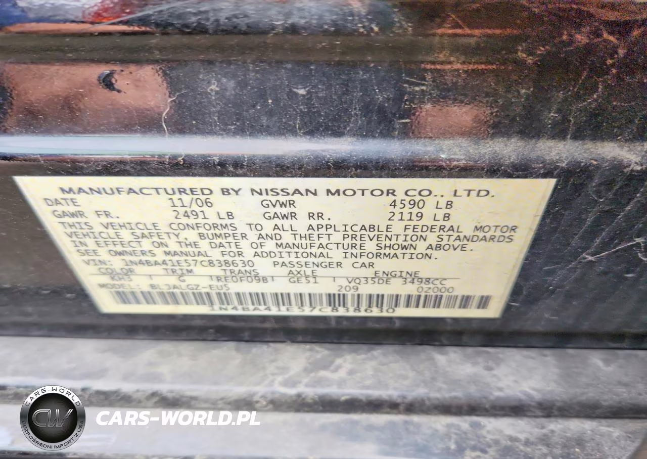 2007 Nissan Maxima 3.5 Se VIN:1N4BA41E57C838630 - 13