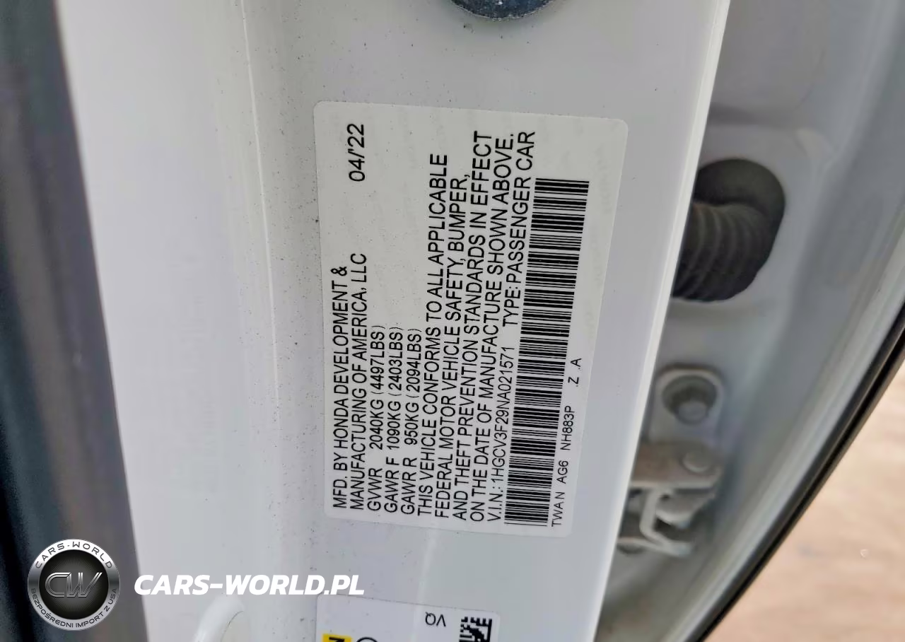 2022 Honda Accord Hybrid Sport VIN:1HGCV3F29NA021571 - 12