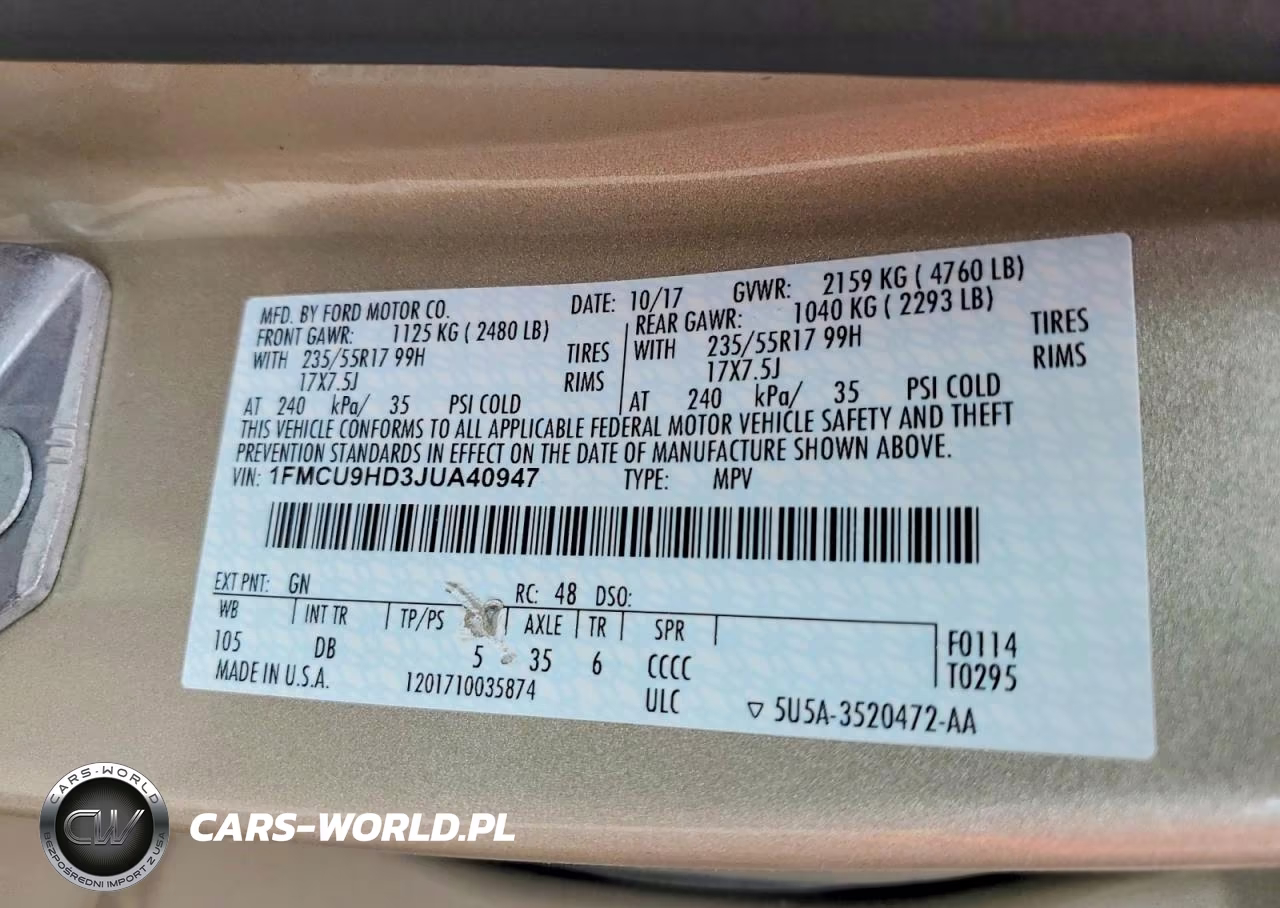 2018 Ford Escape Sel VIN:1FMCU9HD3JUA40947 - 13
