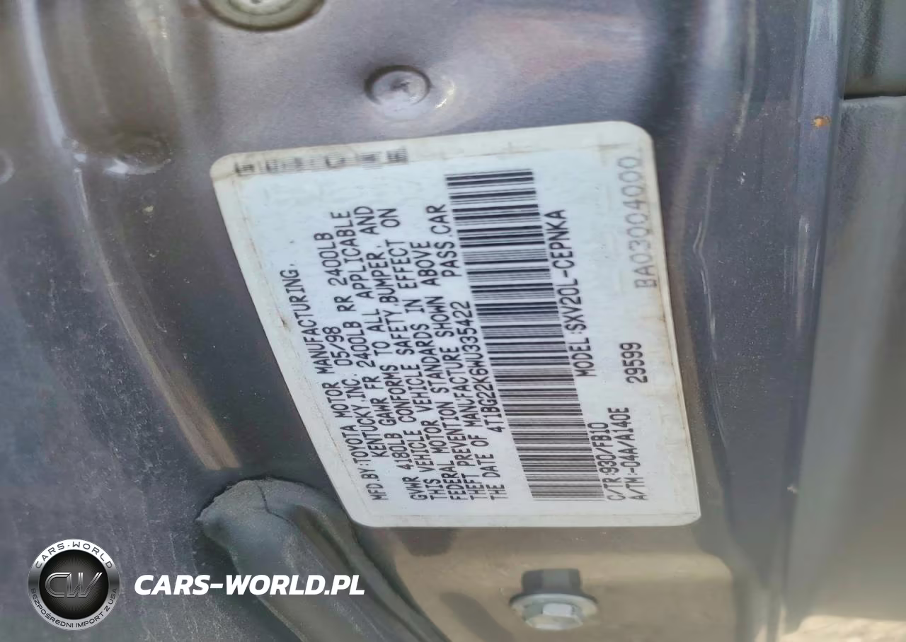 1998 Toyota Camry VIN:4T1BG22K6WU335422 - 12
