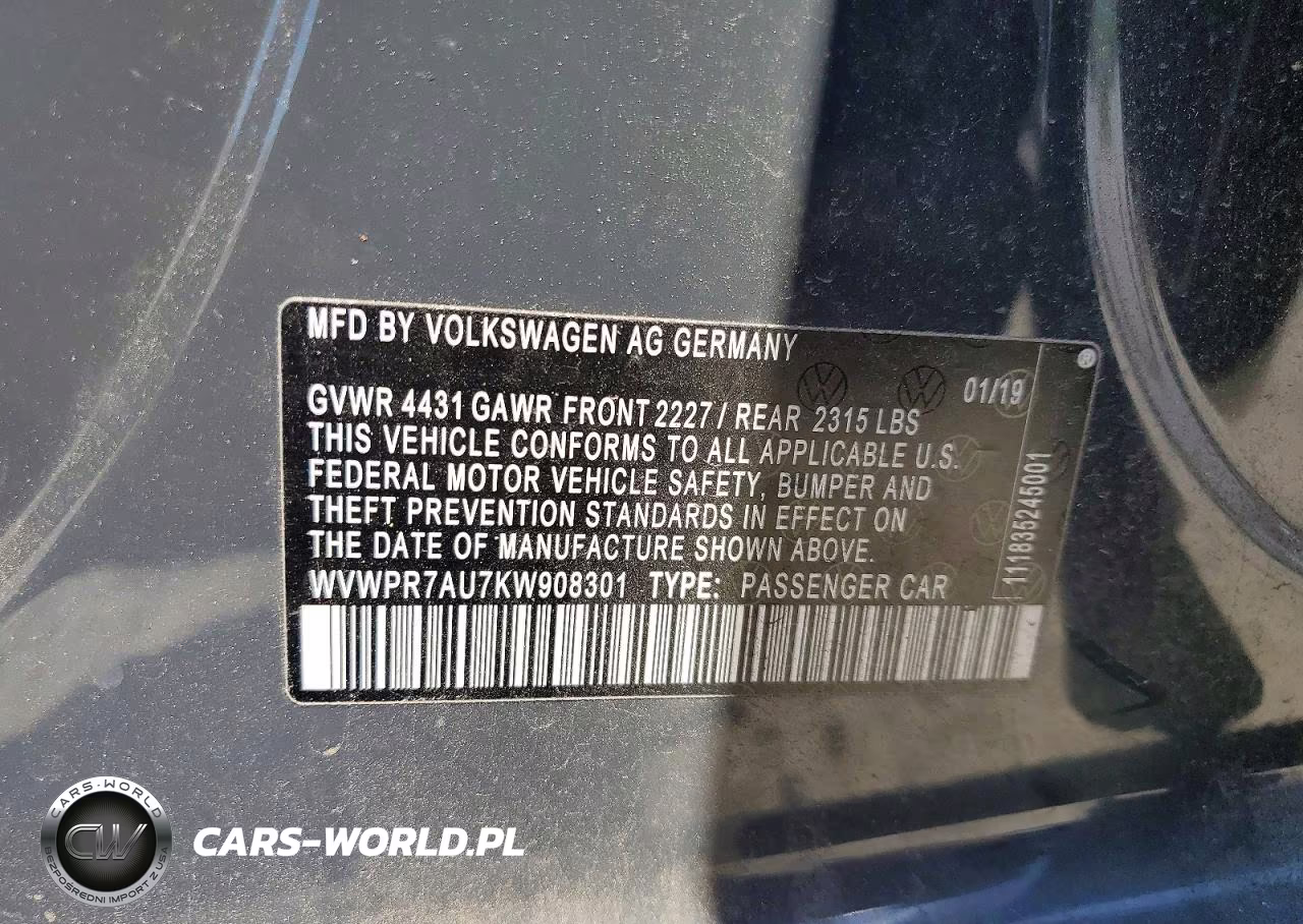 2019 Volkswagen E-Golf Sel Premium VIN:WVWPR7AU7KW908301 - 13