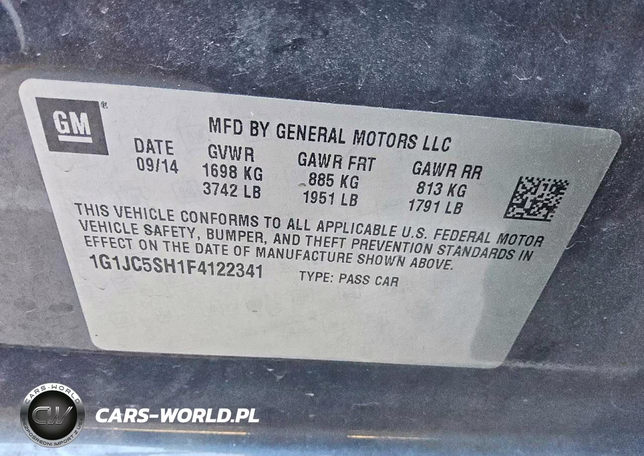 2015 Chevrolet Sonic Lt VIN:1G1JC5SH1F4122341 - 12