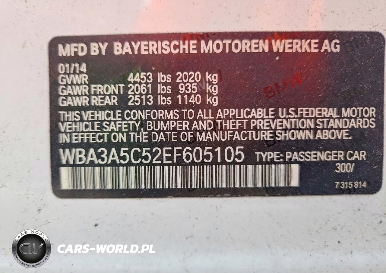 2014 BMW 328 I VIN:WBA3A5C52EF605105 - 12
