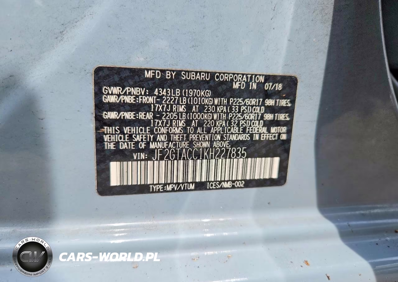 2019 Subaru Crosstrek Premium VIN:JF2GTACC1KH227835 - 14