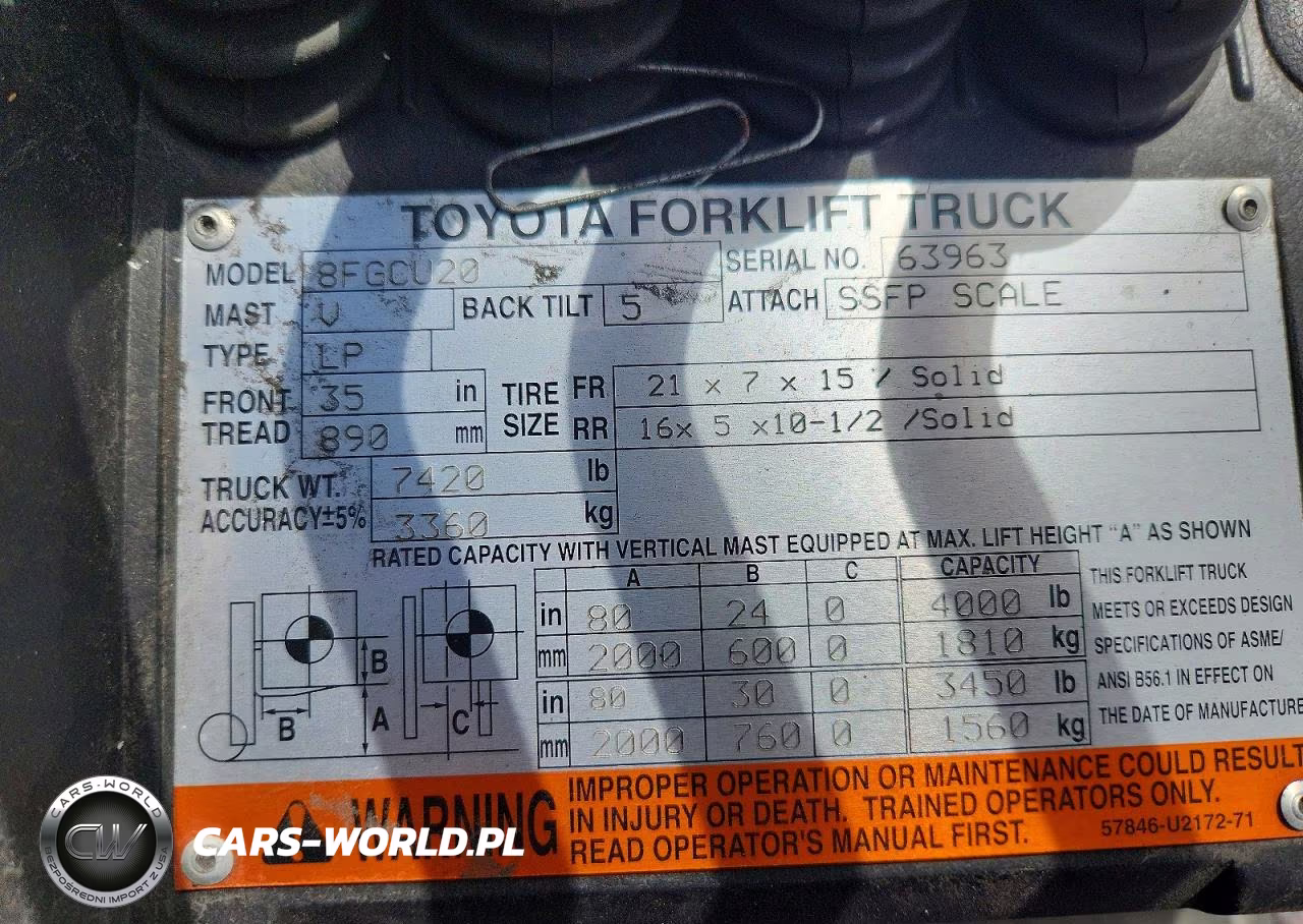 2014 Toyota 8Fgcu20 Forklift VIN:8FGCU2063963 - 10