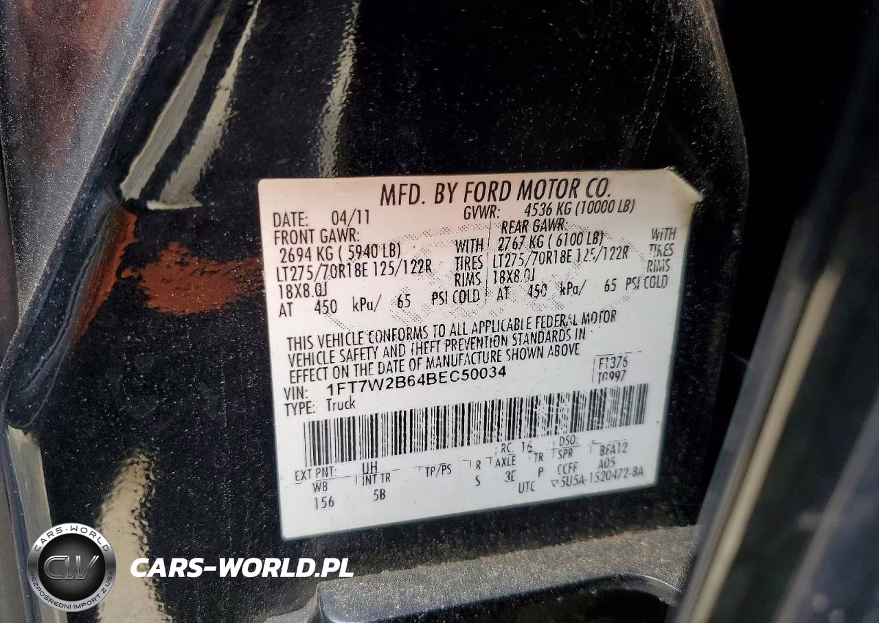 2011 Ford F250 Super Duty VIN:1FT7W2B64BEC50034 - 12