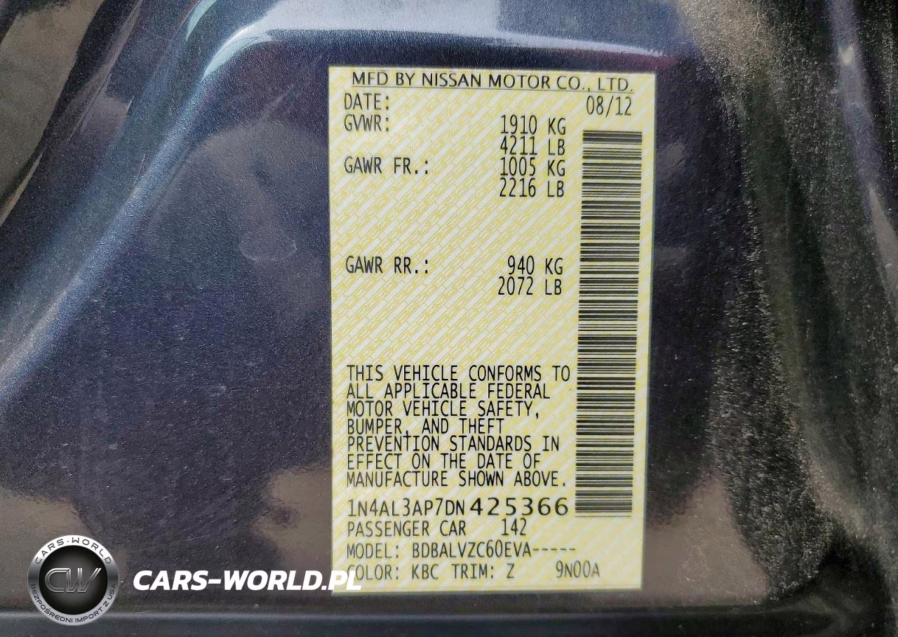 2013 Nissan Altima 2.5 VIN:1N4AL3AP7DN425366 - 13