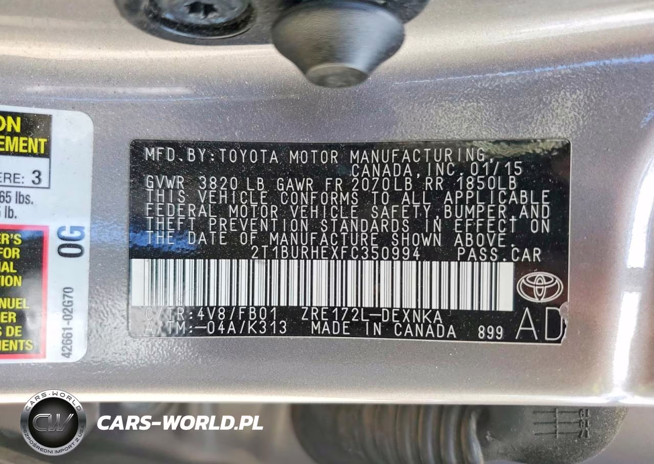2015 Toyota Corolla Le VIN:2T1BURHEXFC350994 - 12