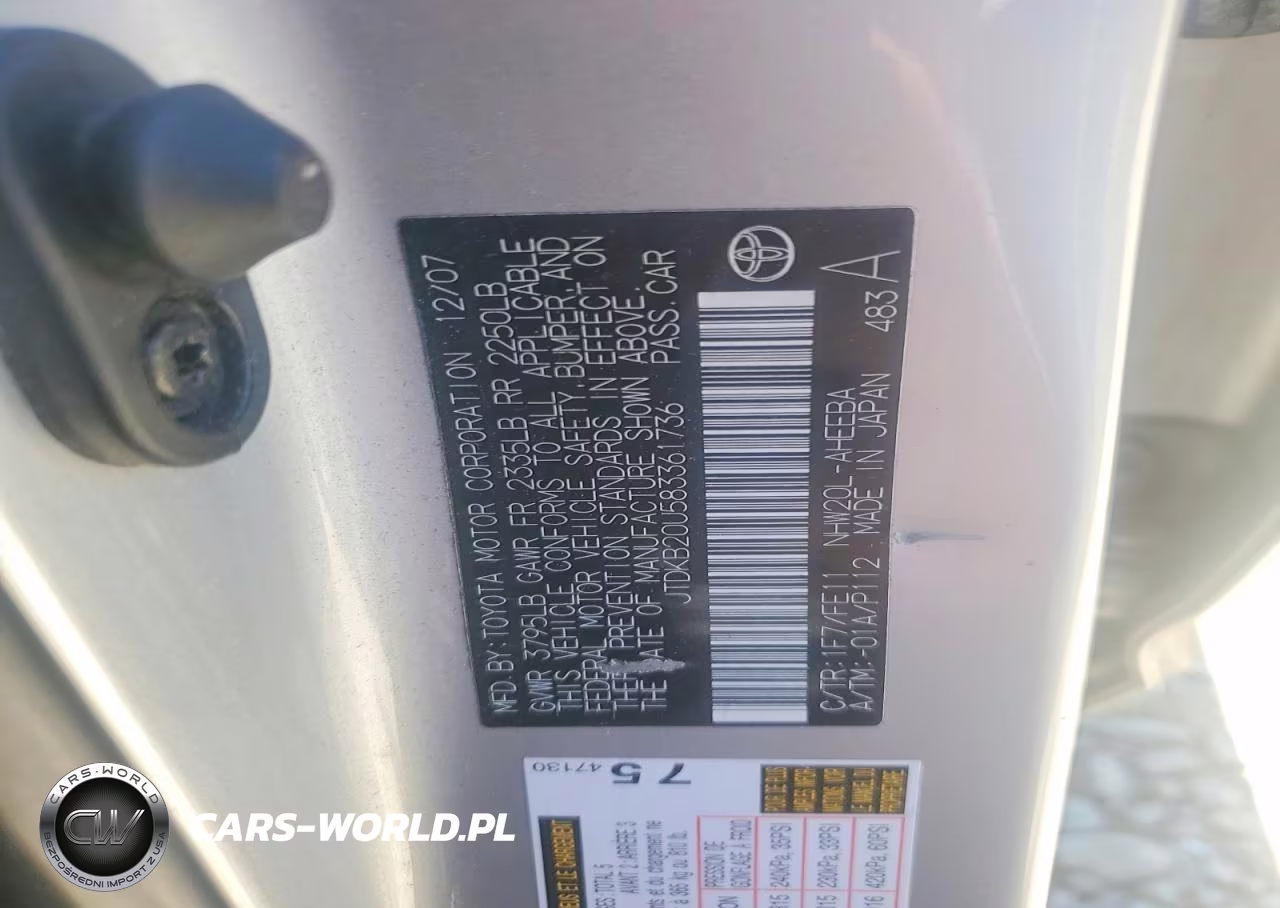 2008 Toyota Prius Base VIN:JTDKB20U583361736 - 12
