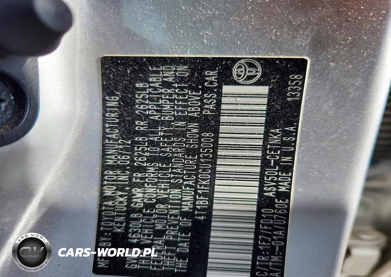 2012 Toyota Camry VIN:4T1BF1FK0CU135008 - 13