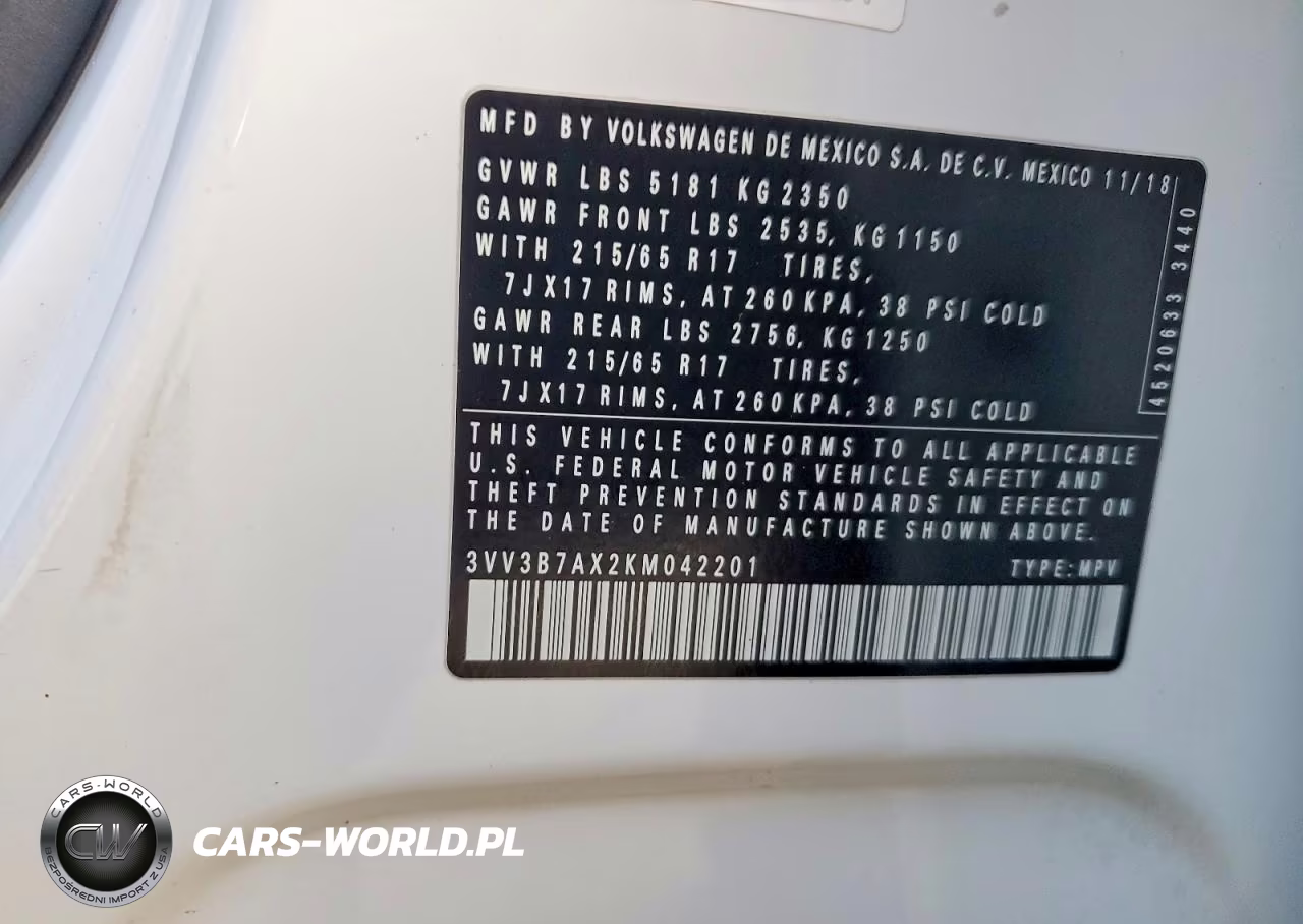 2019 Volkswagen Tiguan Se VIN:3VV3B7AX2KM042201 - 13