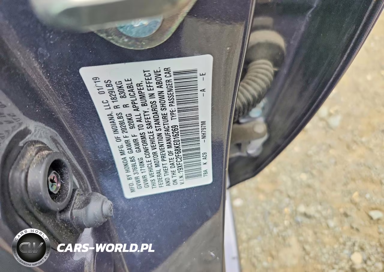 2019 Honda Civic Lx VIN:19XFC2F68KE016269 - 12