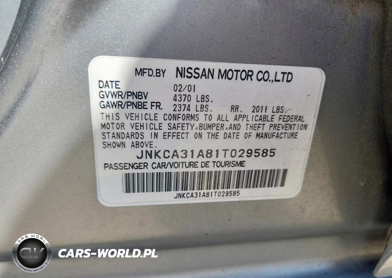 2001 Infiniti I30 Base VIN:JNKCA31A81T029585 - 12