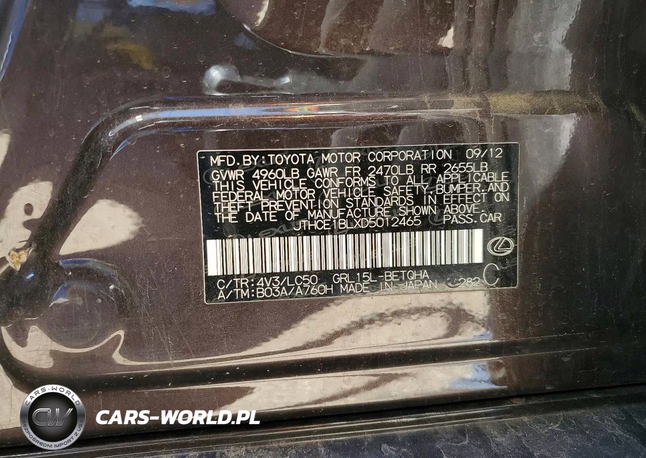 2013 Lexus Gs 350 VIN:JTHCE1BLXD5012465 - 12