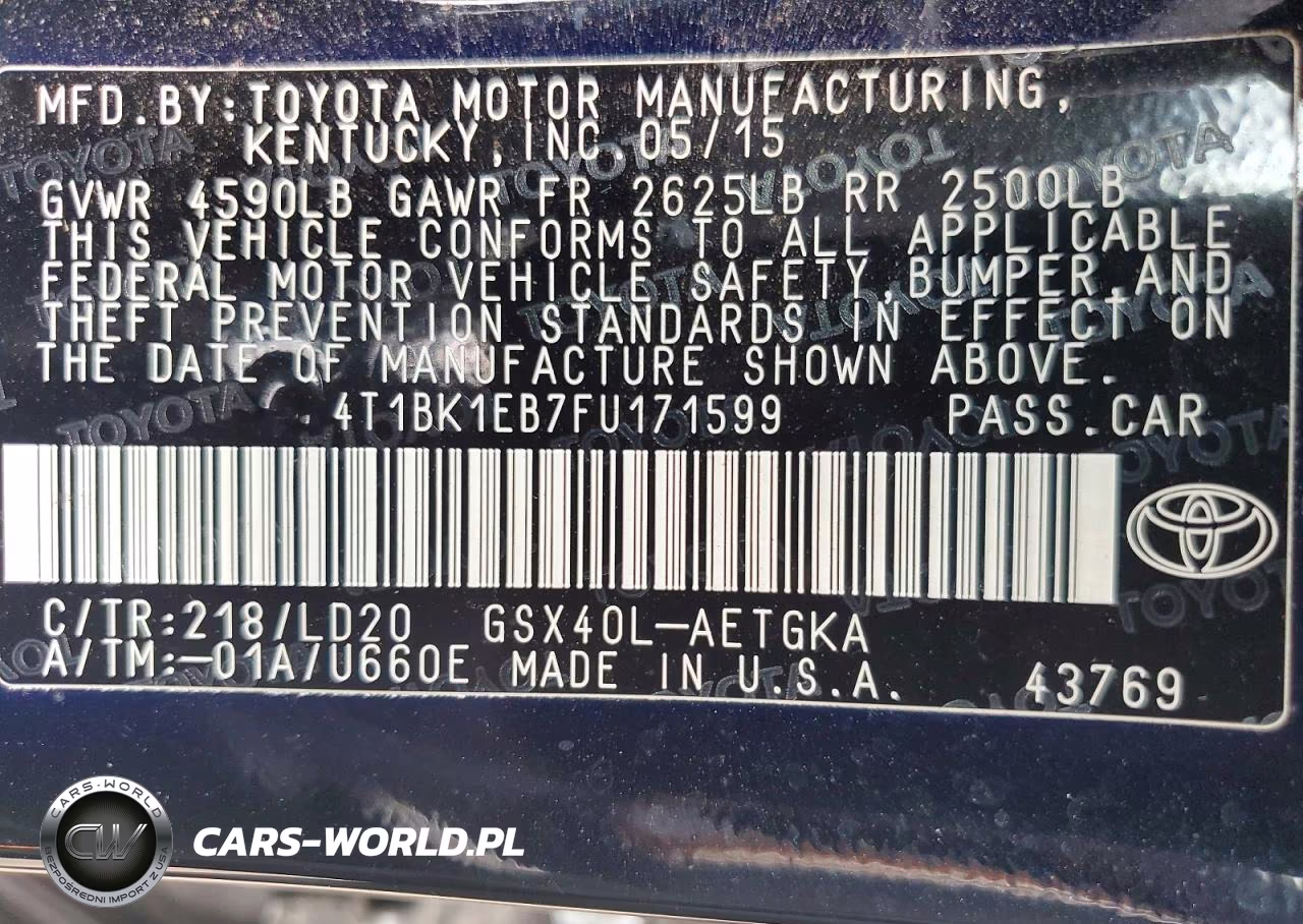 2015 Toyota Avalon Xle VIN:4T1BK1EB7FU171599 - 13