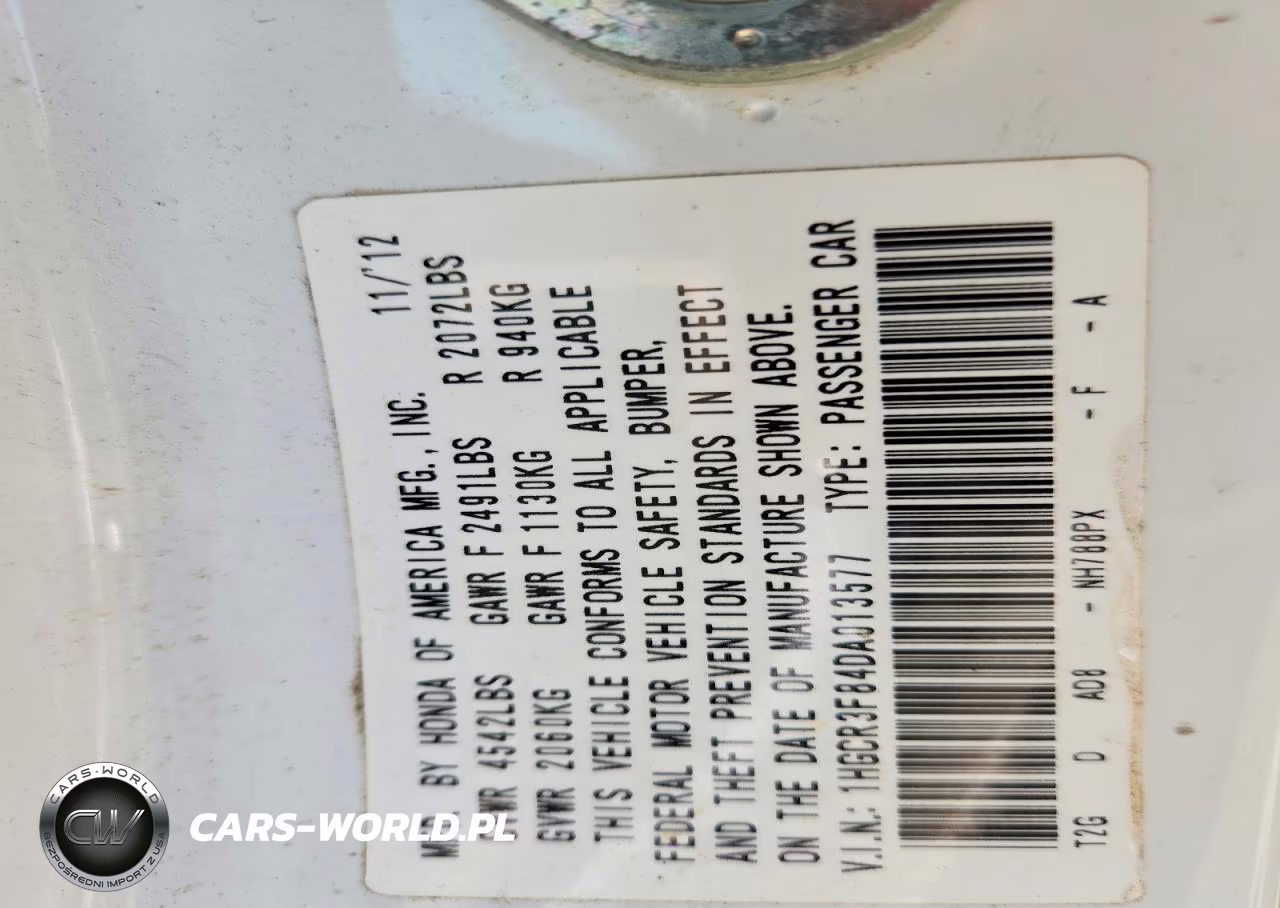2013 Hond Accord VIN:1HGCR3F84DA013577 - 12