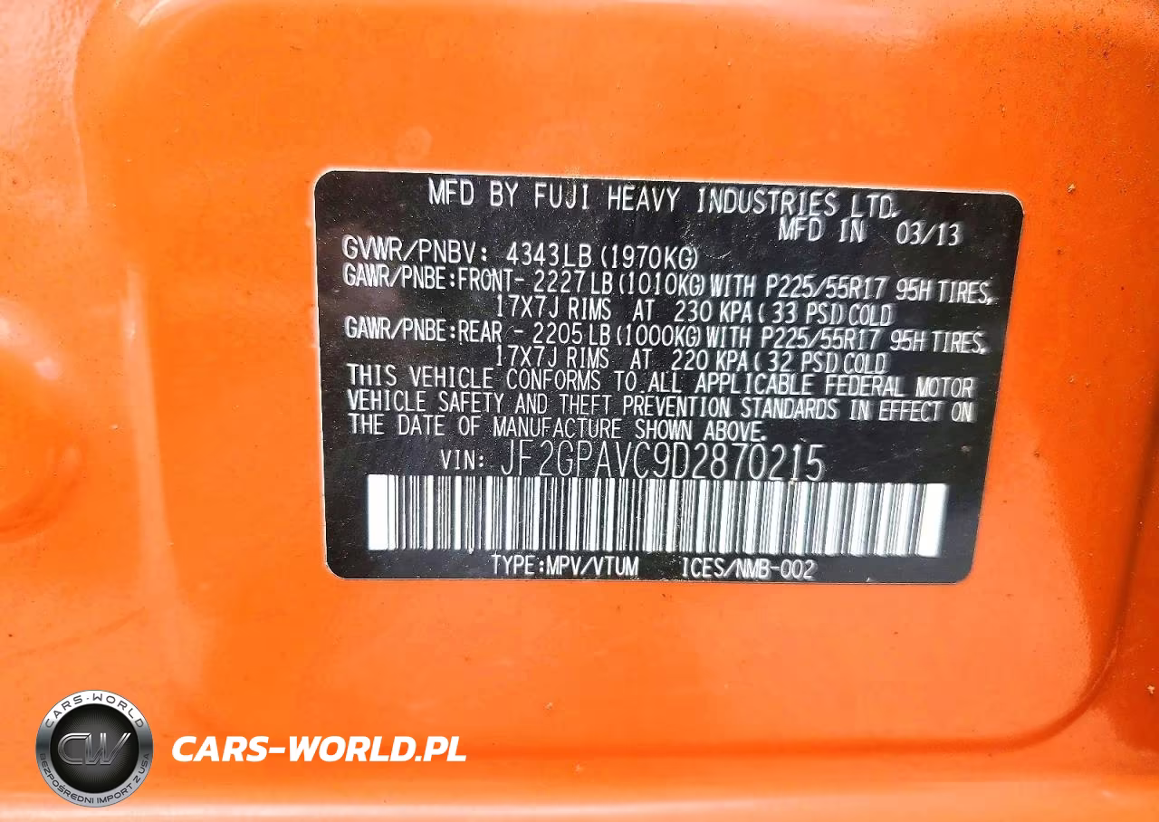 2013 Subaru Xv Crosstrek 2.0 Premium VIN:JF2GPAVC9D2870215 - 12