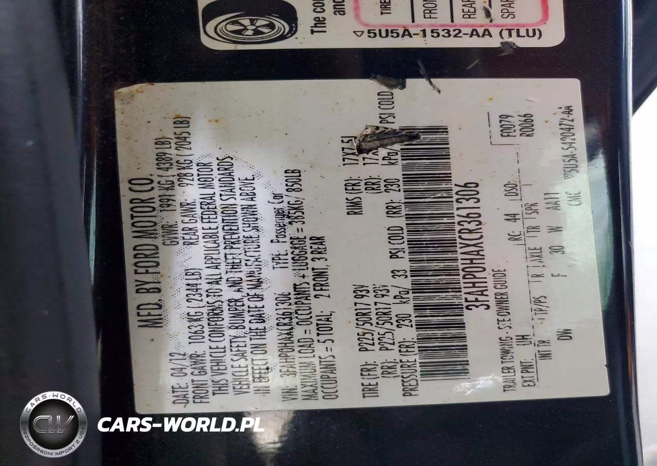 2012 Ford Fusion Se VIN:3FAHP0HAXCR361306 - 12