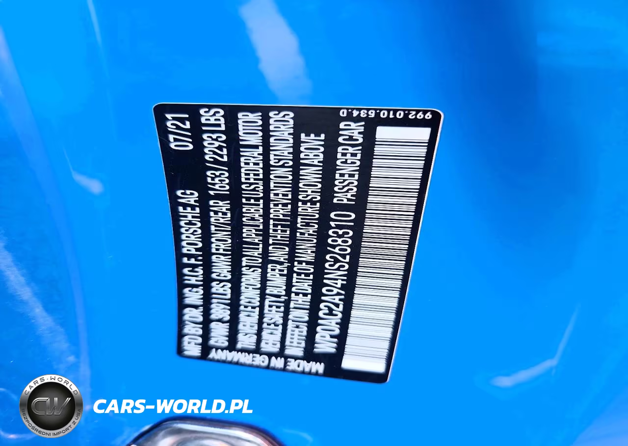 2022 Porsche 911 Gt3 VIN:WP0AC2A94NS268310 - 12