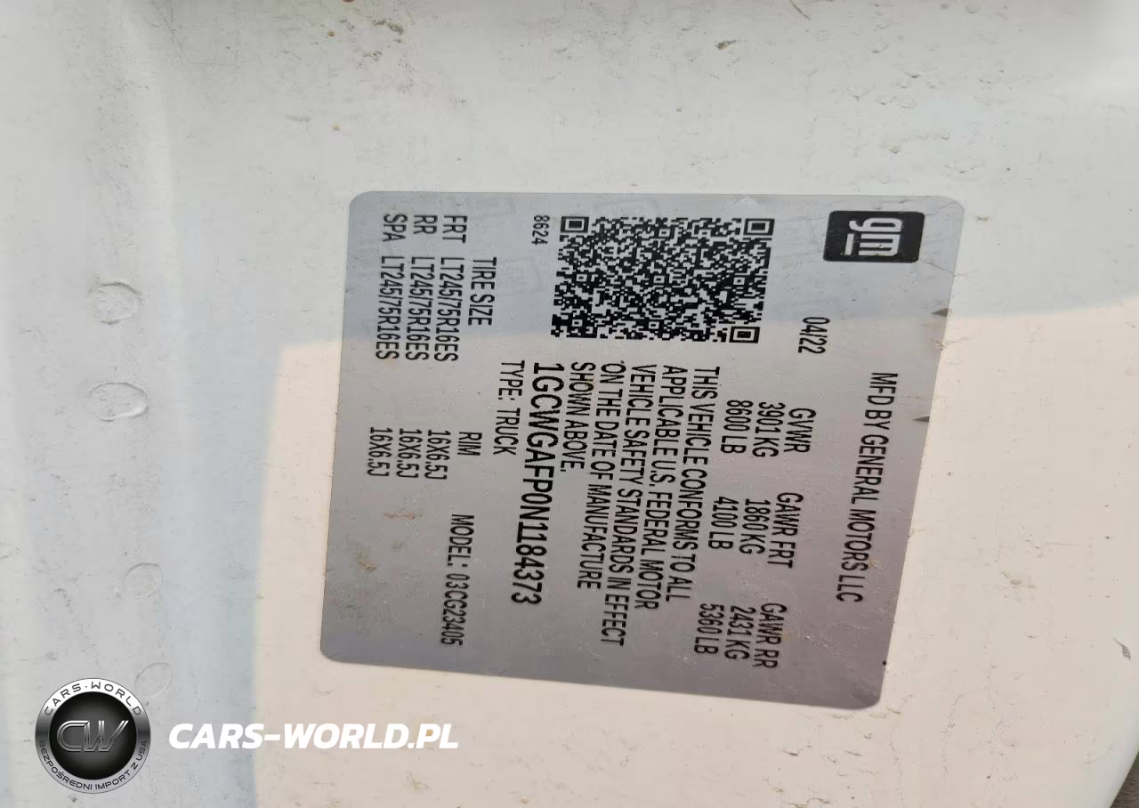 2022 Chevrolet Express G2500 VIN:1GCWGAFP0N1184373 - 13