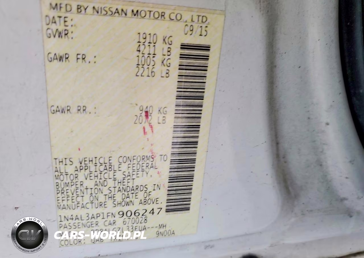 2015 Niss Altima VIN:1N4AL3AP1FN906247 - 12