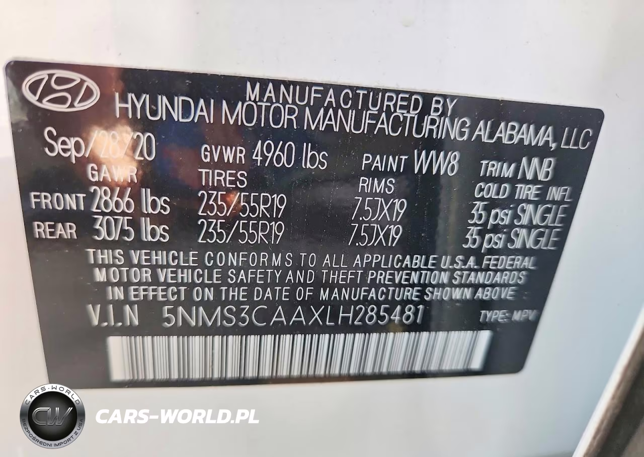 2020 Hyundai Santa Fe Sel 2.0T VIN:5NMS3CAAXLH285481 - 12